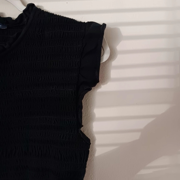 French Connection Black Smocked Ruffle-Edge Tank Top - Picture 7 of 9